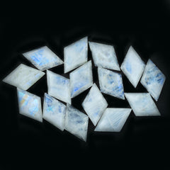 RAINBOW MOONSTONE TABLE TOP FACETED KITE SHAPE CAB (CLOUDY)(NICE BLUE SHINE) 16.00X10.00 MM 3.64 Cts.