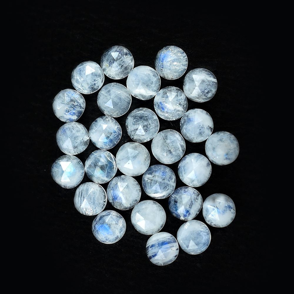 RAINBOW MOONSTONE ROSE CUT ROUND CAB (CLOUDY)(NICE BLUE SHINE) 3.00X3.00 MM 0.10 Cts.