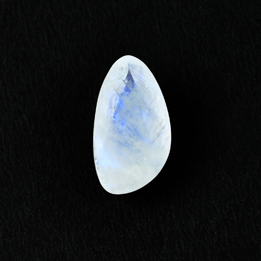 RAINBOW MOONSTONE ROSE CUT PEARISH CAB (CLOUDY)(NICE BLUE SHINE SOME BLACK SPOT) 18.00X10.00 MM 6.44 Cts.