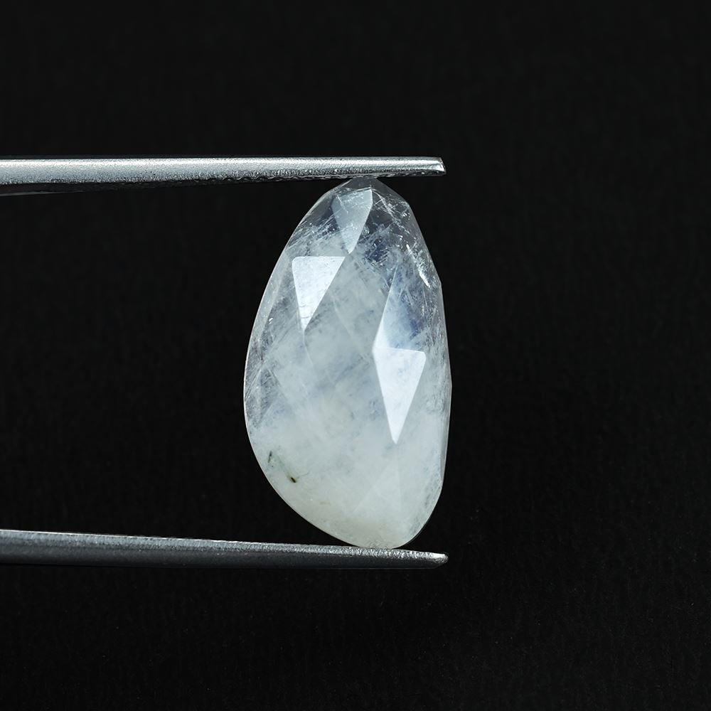 RAINBOW MOONSTONE ROSE CUT PEARISH CAB (CLOUDY)(NICE BLUE SHINE SOME BLACK SPOT) 18.00X10.00 MM 6.44 Cts.