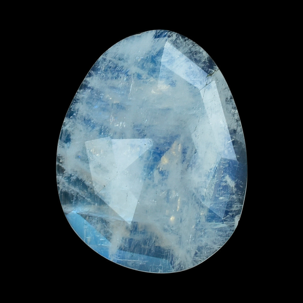 RAINBOW MOONSTONE ROSE CUT BACK IRREGULAR PEAR (CLOUDY) 26.00X22.00 MM 12.40 Cts.