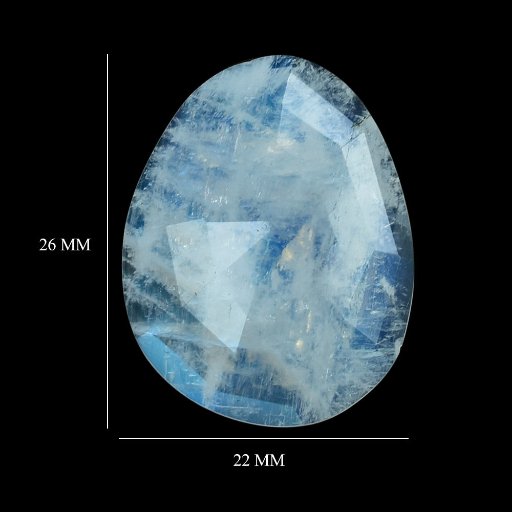 RAINBOW MOONSTONE ROSE CUT BACK IRREGULAR PEAR (CLOUDY) 26.00X22.00 MM 12.40 Cts.