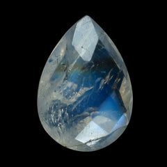 RAINBOW MOONSTONE (SEMI-CLOUDY) CHECKER CUT BRIOLETTE PEAR 10.00X7.00 MM 1.55 Cts.