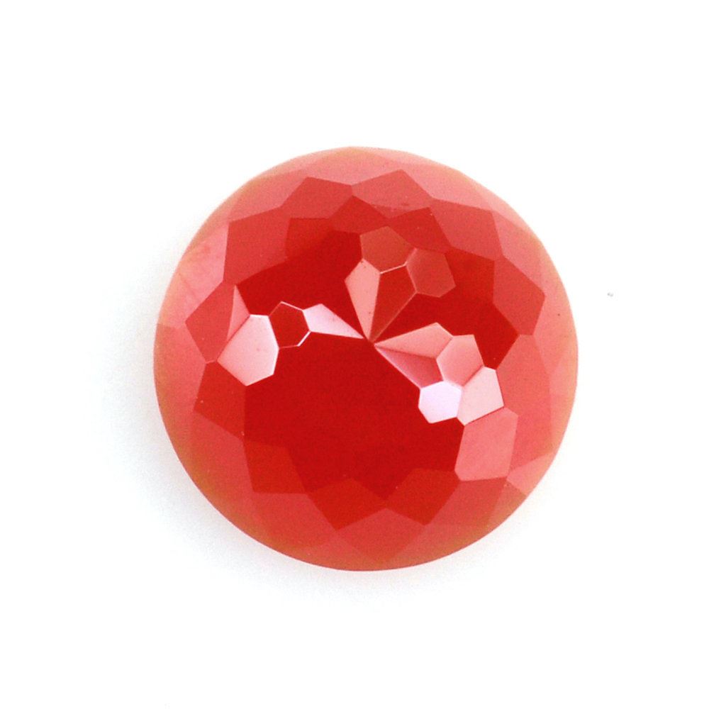RED ONYX FLOWER CUT ROUND CAB 6MM 0.66 Cts.