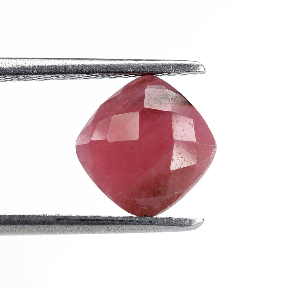 RHODONITE CHECKER CUSHION CAB 8MM 2.33 Cts.