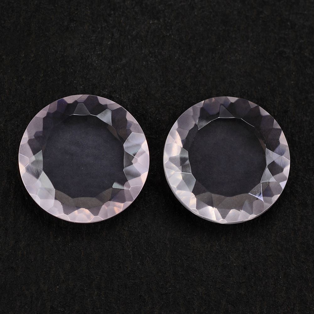 ROSE QUARTZ CONCAVE ROUND FLAT COIN 12MM 3.80 Cts.