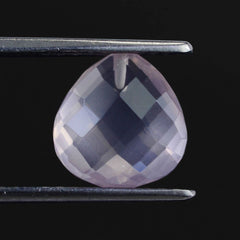 ROSE QUARTZ CHECKER CUT BRIOLETTE PEAR (HALF DRILL) 10MM 3.39 Cts.