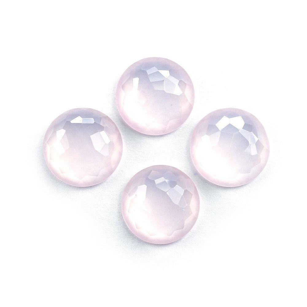 ROSE QUARTZ IRREGULAR CUT ROUND CAB (SEMI-MILKY/NORMAL) 12X12MM 4.75 Cts.