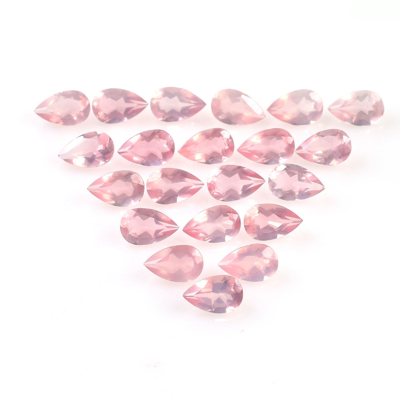 ROSE QUARTZ CUT PEAR (SUPER SUPER EXTRA)(CLEAN)(SEMI MILKY) 8.00X5.00 MM 0.75 Cts.