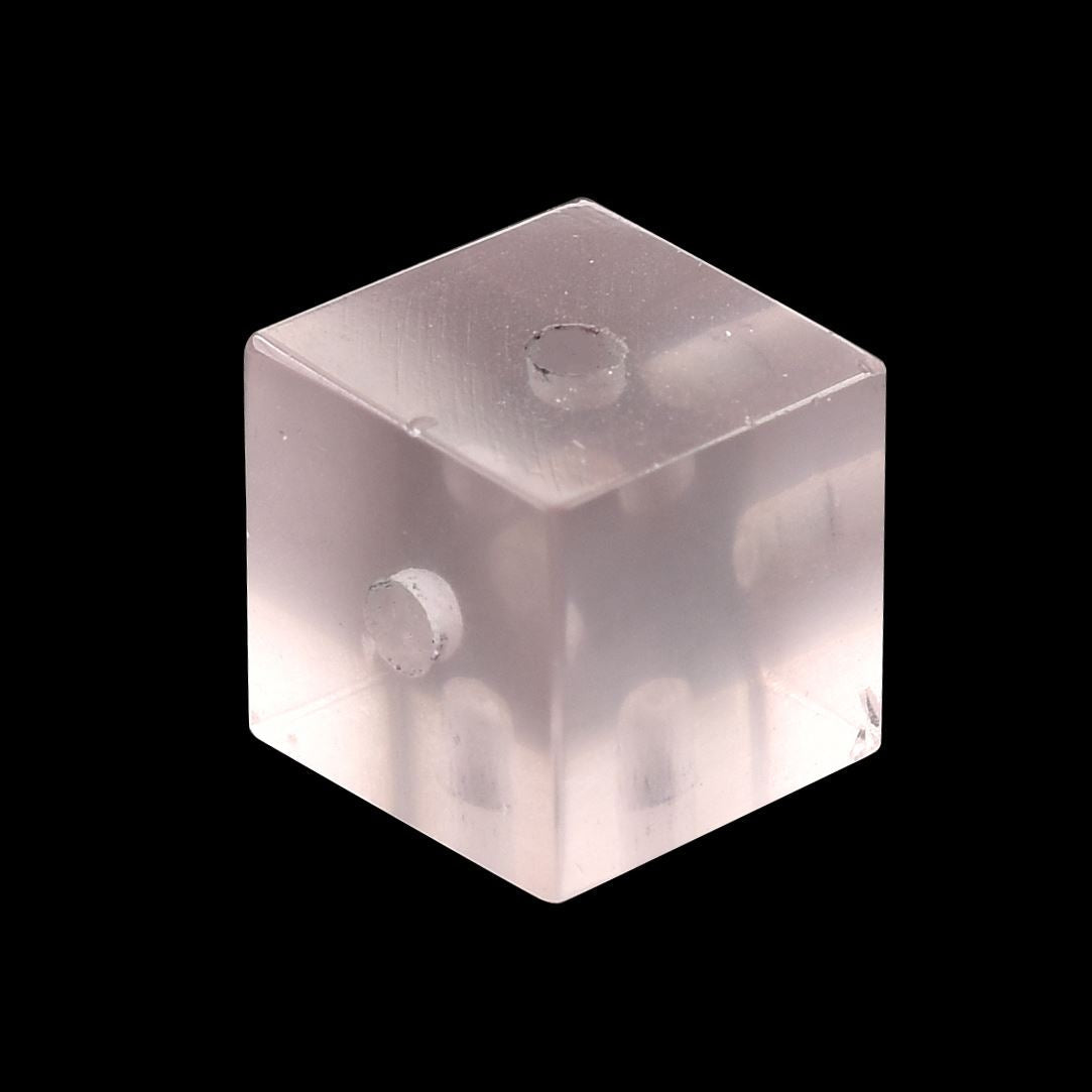 ROSE QUARTZ CUBE SHAPE (4 SIDE DRILLED)(SUPER)(CLEAN)(TRANSPARENT)(H/D-2.00MM) 10.00X10.00 MM 12.11 Cts.