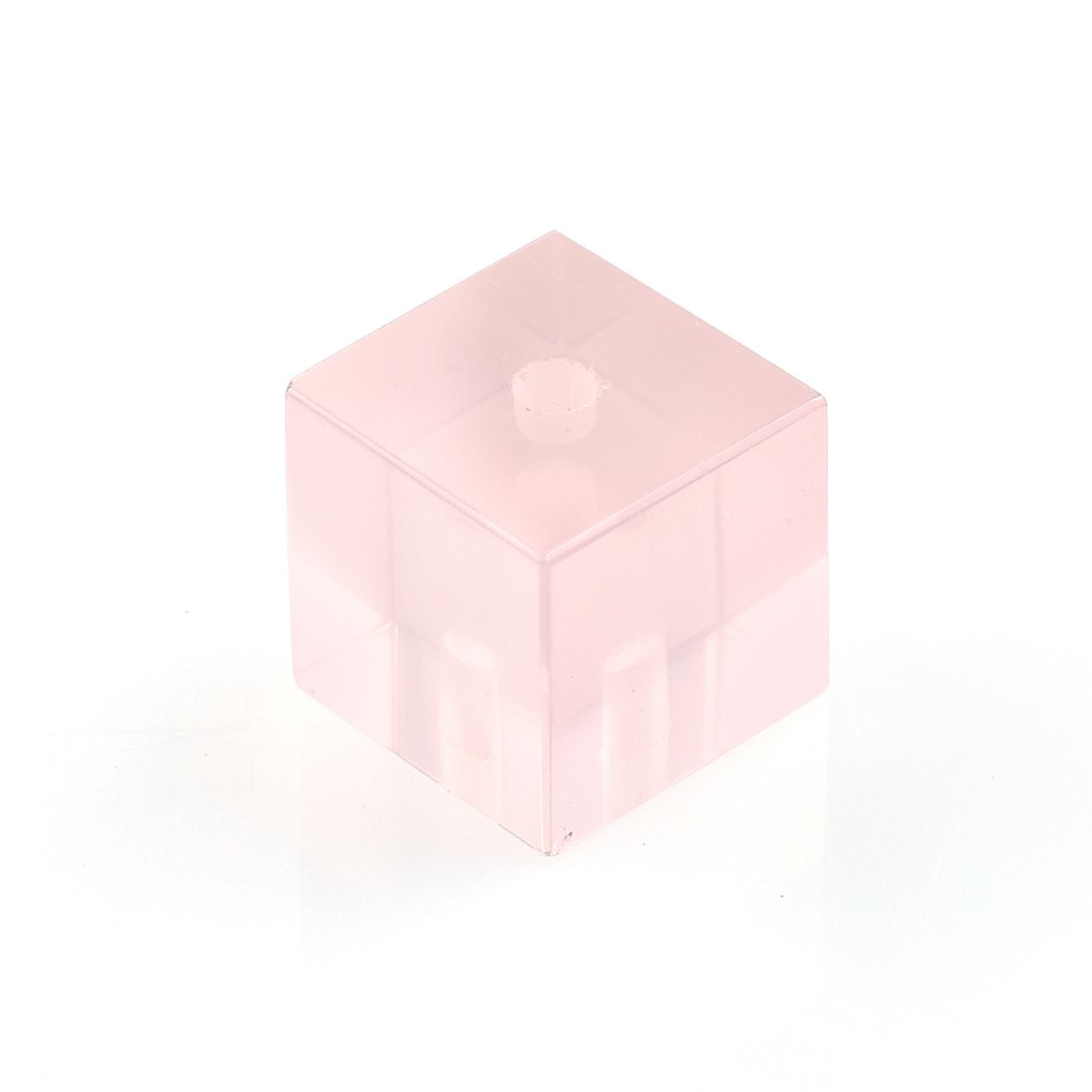 ROSE QUARTZ CUBE SHAPE (2 SIDE DRILLED)(H/D-2.00MM)(SUPER)(CLEAN)(TRANSPARENT) 10.00X10.00 MM 12.36 Cts.