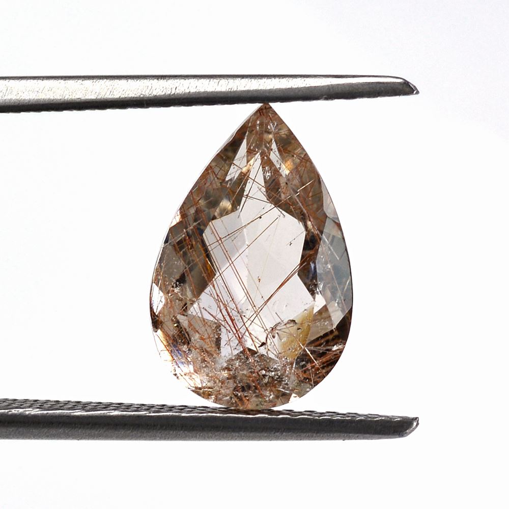 RED RUTILE QUARTZ CUT PEAR 12X8MM 2.80 Cts.