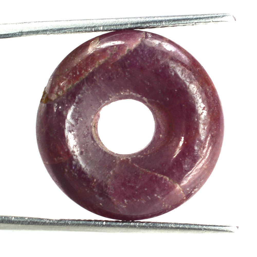 RUBY PLAIN ROUND WITH CARVED WITH BIG HOLE (FULL DRILL) 19X5MM 20.35 Cts.