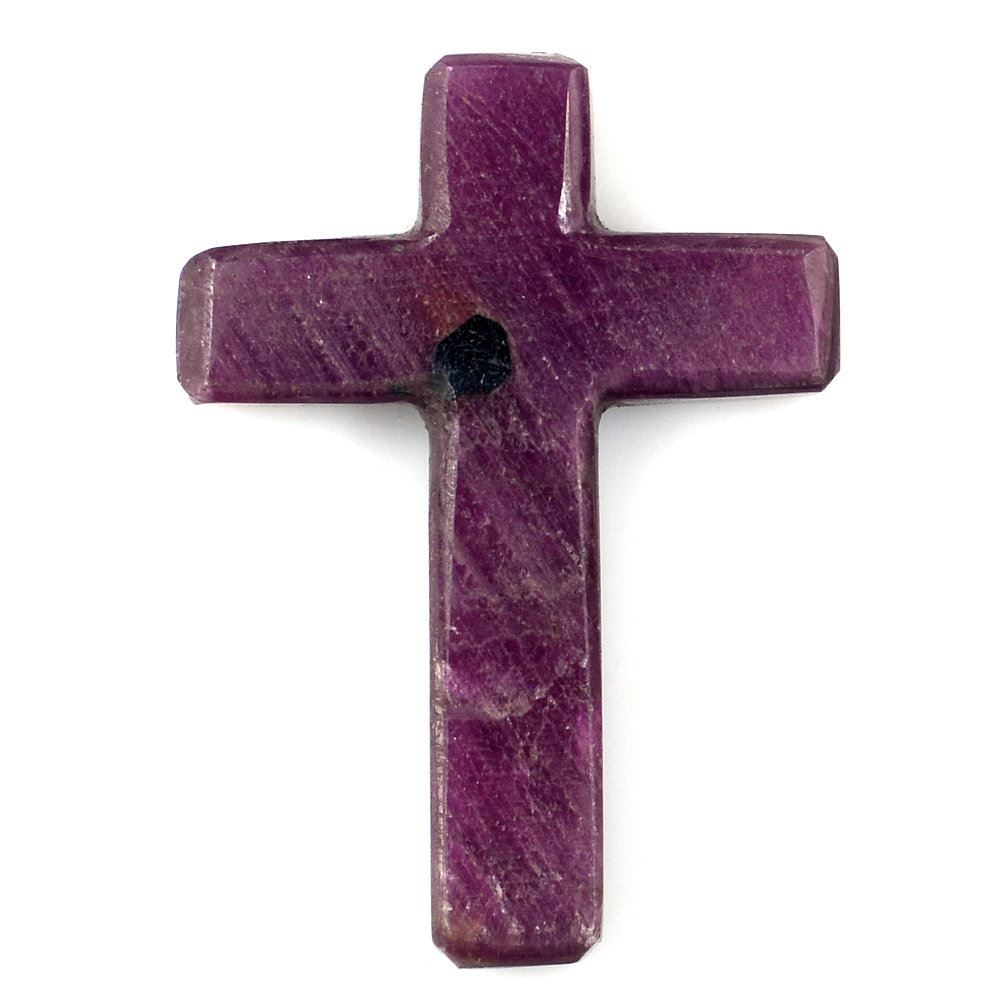 RUBY CROSS (HALF DRILL 1MM) 23X17MM 8.60 Cts.