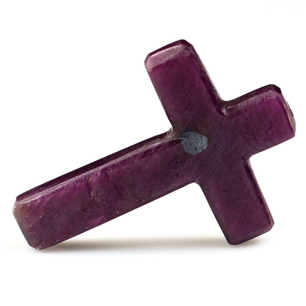 RUBY CROSS (HALF DRILL 1MM) 23X17MM 8.60 Cts.