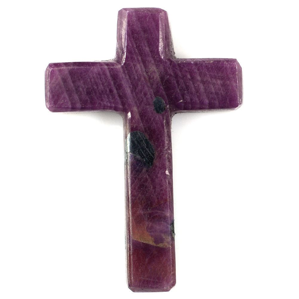 RUBY CROSS (HALF DRILL 1MM) 25X18MM 11.95 Cts.