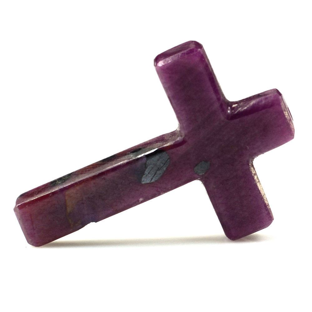 RUBY CROSS (HALF DRILL 1MM) 25X18MM 11.95 Cts.