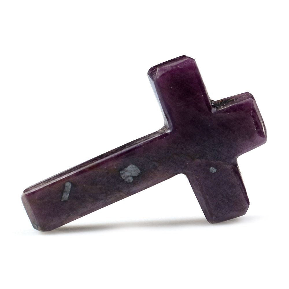 RUBY CROSS (HALF DRILL 1MM) 22X15MM 10.60 Cts.