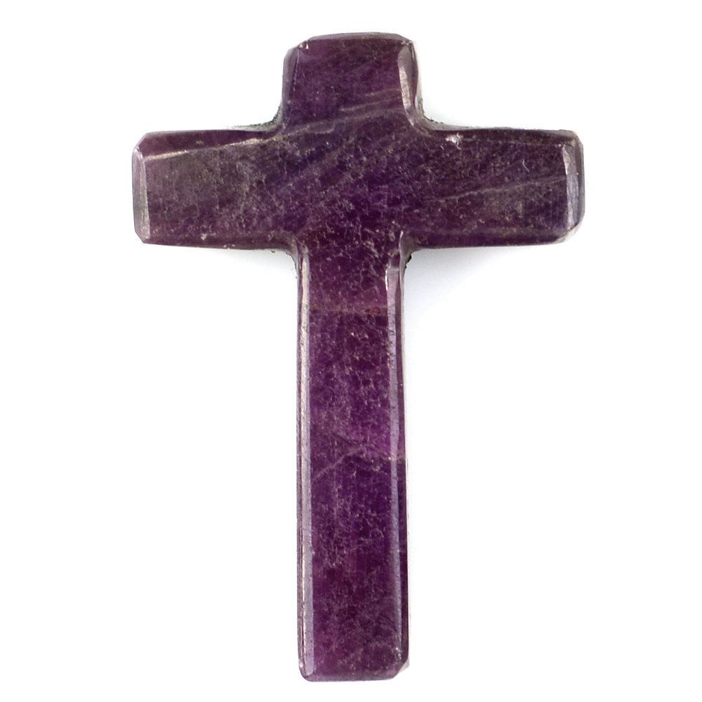 RUBY CROSS (HALF DRILL 1MM) 22X16MM 9.40 Cts.