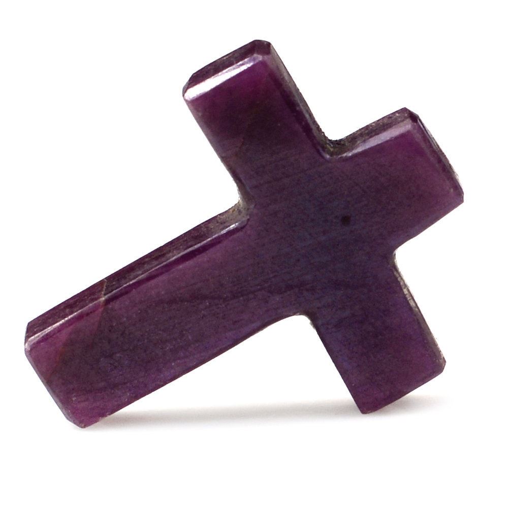 RUBY CROSS (HALF DRILL 1MM) 20X17MM 11.85 Cts.