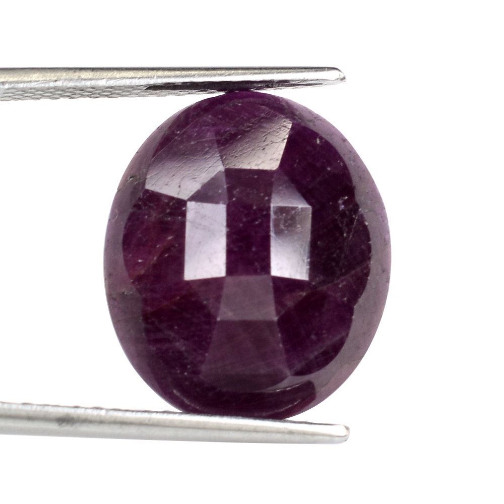 RUBY STEP CUT OVAL CAB 19X16MM 17.40 Cts.