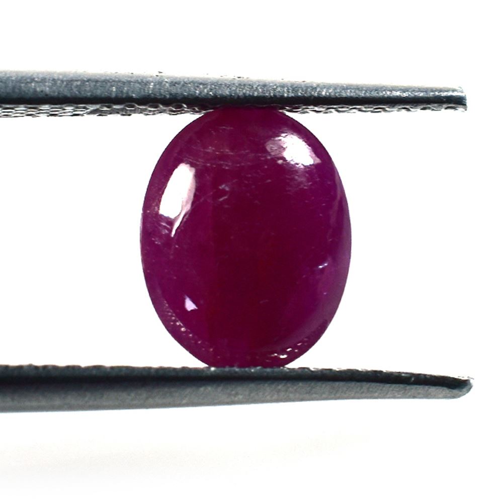 RUBY INDIAN PLAIN LENTIL OVAL (OPAQUE)(DARK)(CLEAN) 9.00X7.00 MM 2.06 CTS