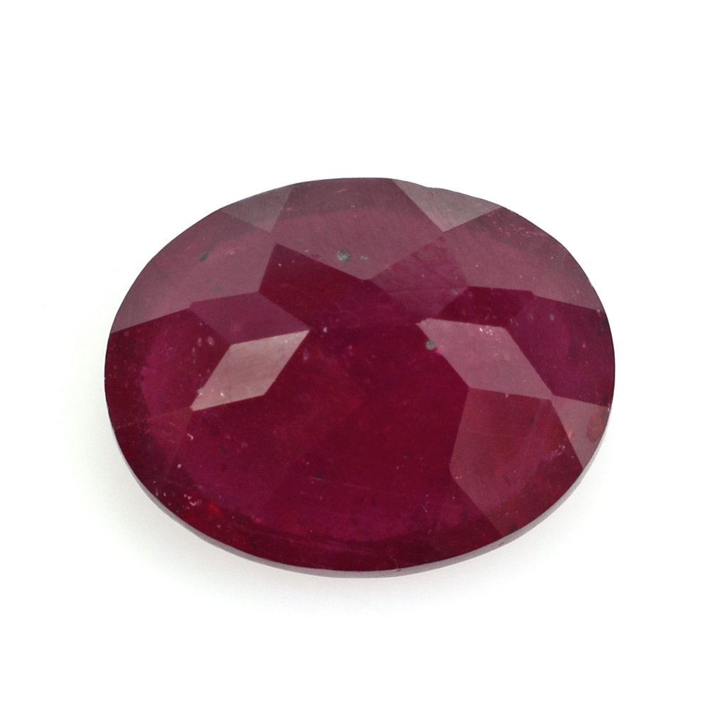 GLASSFILLED RUBY CUT OVAL 10X8MM 3.65 Cts.