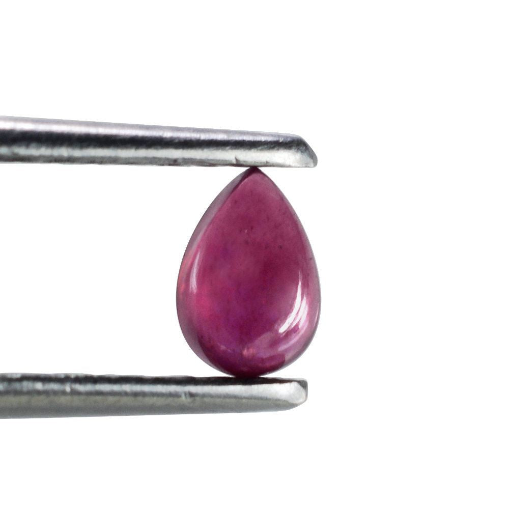 GLASSFILLED RUBY PEAR CAB 6X4MM 0.58 Cts.