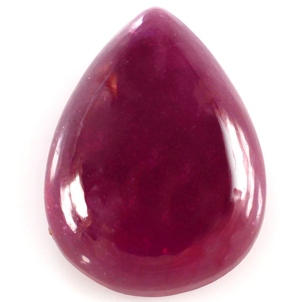 GLASSFILLED RUBY PEAR CAB 16X12MM 12.80 Cts.