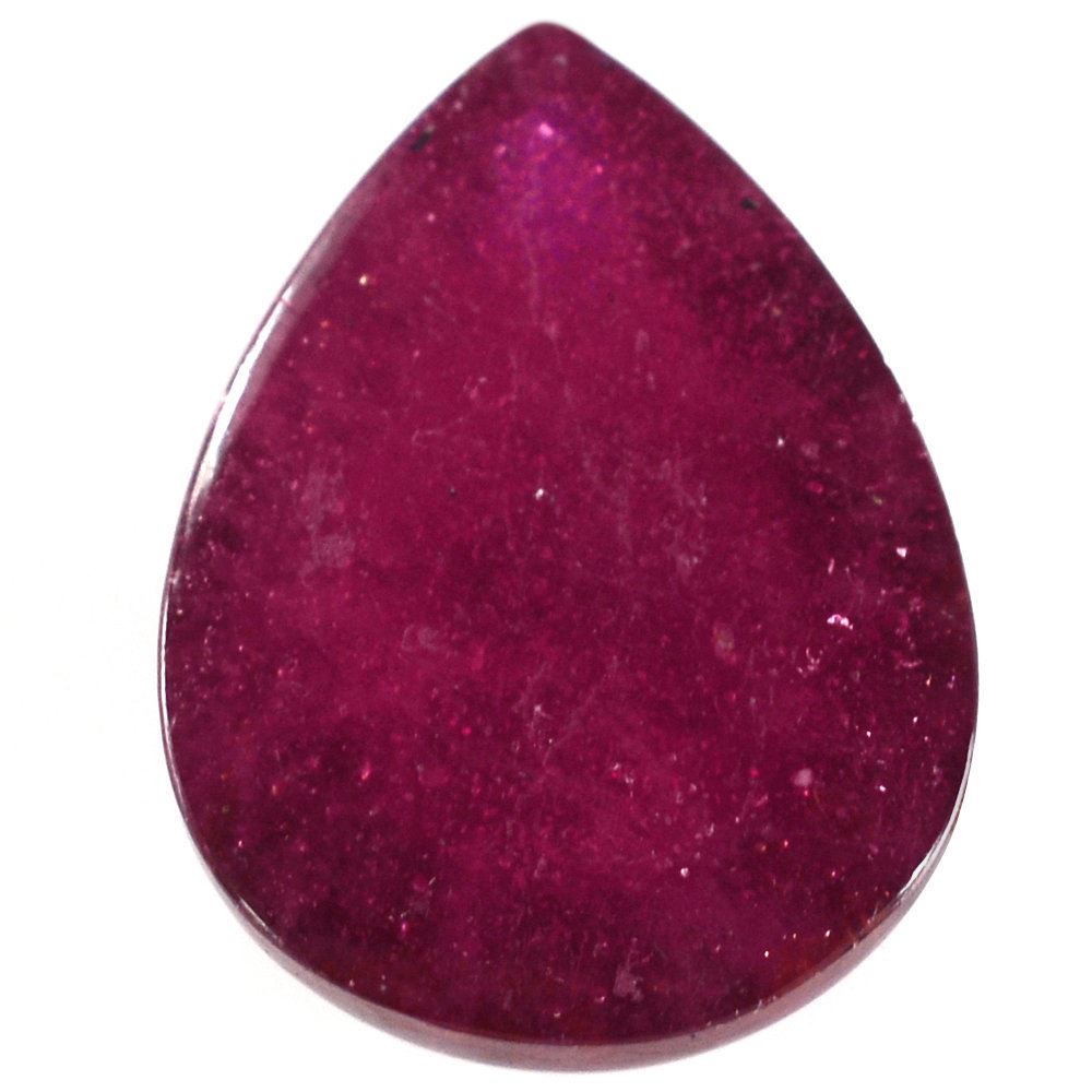 GLASSFILLED RUBY PEAR CAB 16X12MM 12.80 Cts.