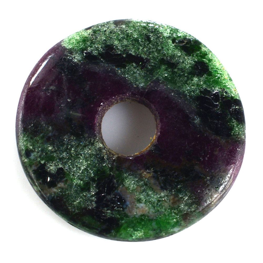 RUBY ZOISITE PLAIN ROUND WITH CARVED WITH BIG HOLE (FULL DRILL) 22X4MM 20.50 Cts.