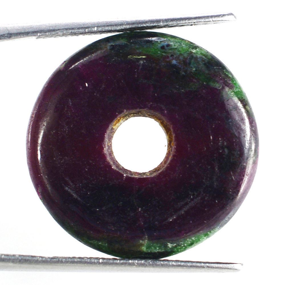 RUBY ZOISITE PLAIN ROUND WITH CARVED WITH BIG HOLE (FULL DRILL) 22X4MM 20.50 Cts.