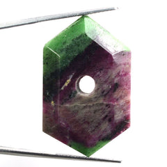 RUBY ZOISITE FACETED FANCY SHAPE WITH HOLE (FULL DRILL) 38X24MM 50.90 Cts.