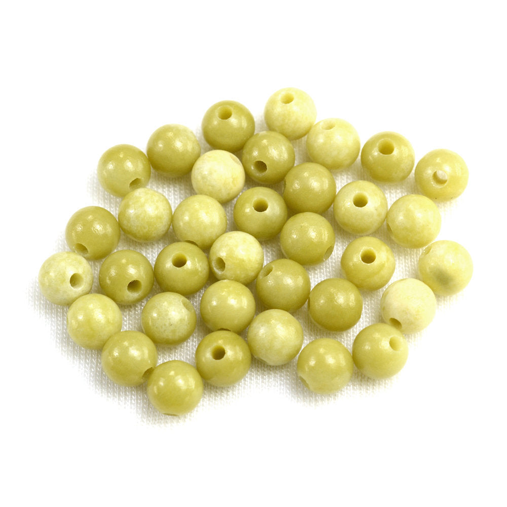 YELLOW SERPENTINE PLAIN ROUND BALLS (FULL DRILL1.50MM) 6MM 1.43 Cts.