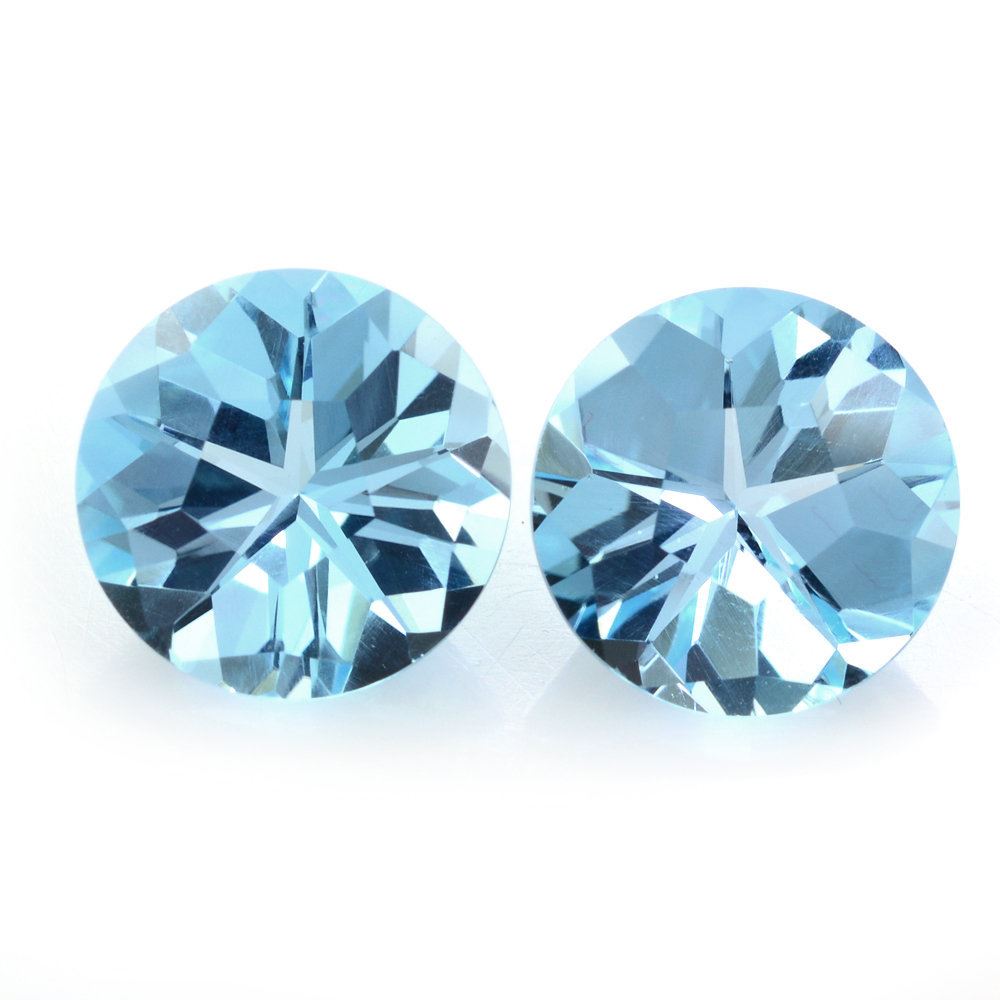 SKY BLUE TOPAZ PENTAGON ROUND WITH STAR CUT BACK (DES#43) 12MM 6.55 Cts.