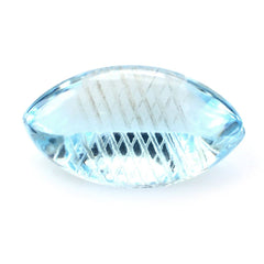 SKY BLUE TOPAZ BUFFTOP CARVED NET BACK MARQUISE (DES#104) 18X10MM 8.33 Cts.