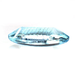 SKY BLUE TOPAZ BUFFTOP CARVED NET BACK MARQUISE (DES#104) 18X10MM 8.33 Cts.
