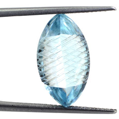 SKY BLUE TOPAZ BUFFTOP CARVED NET BACK MARQUISE (DES#104) 18X10MM 8.33 Cts.