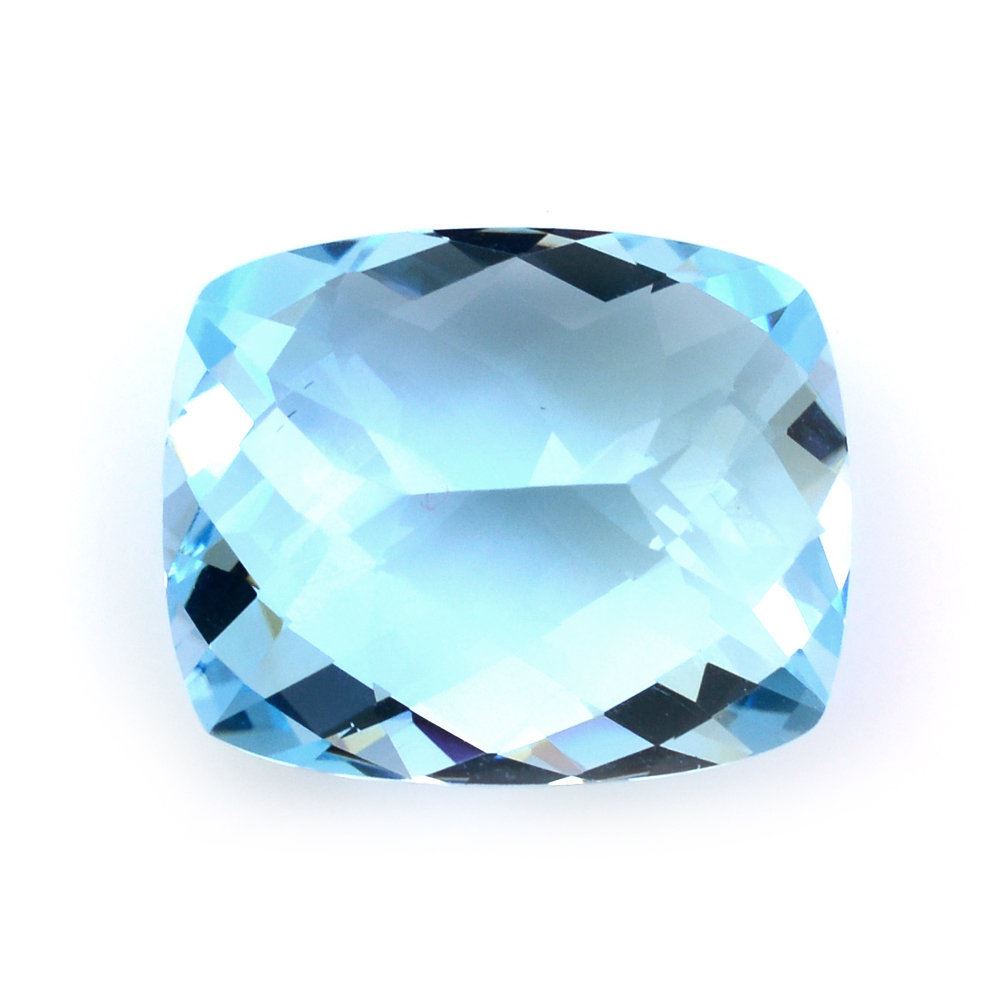 SKY BLUE TOPAZ CHECKER CUT CUSHION 16X13MM 13.60 Cts.