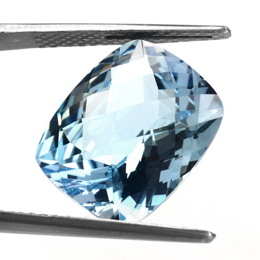 SKY BLUE TOPAZ CHECKER CUT CUSHION 16X13MM 13.60 Cts.