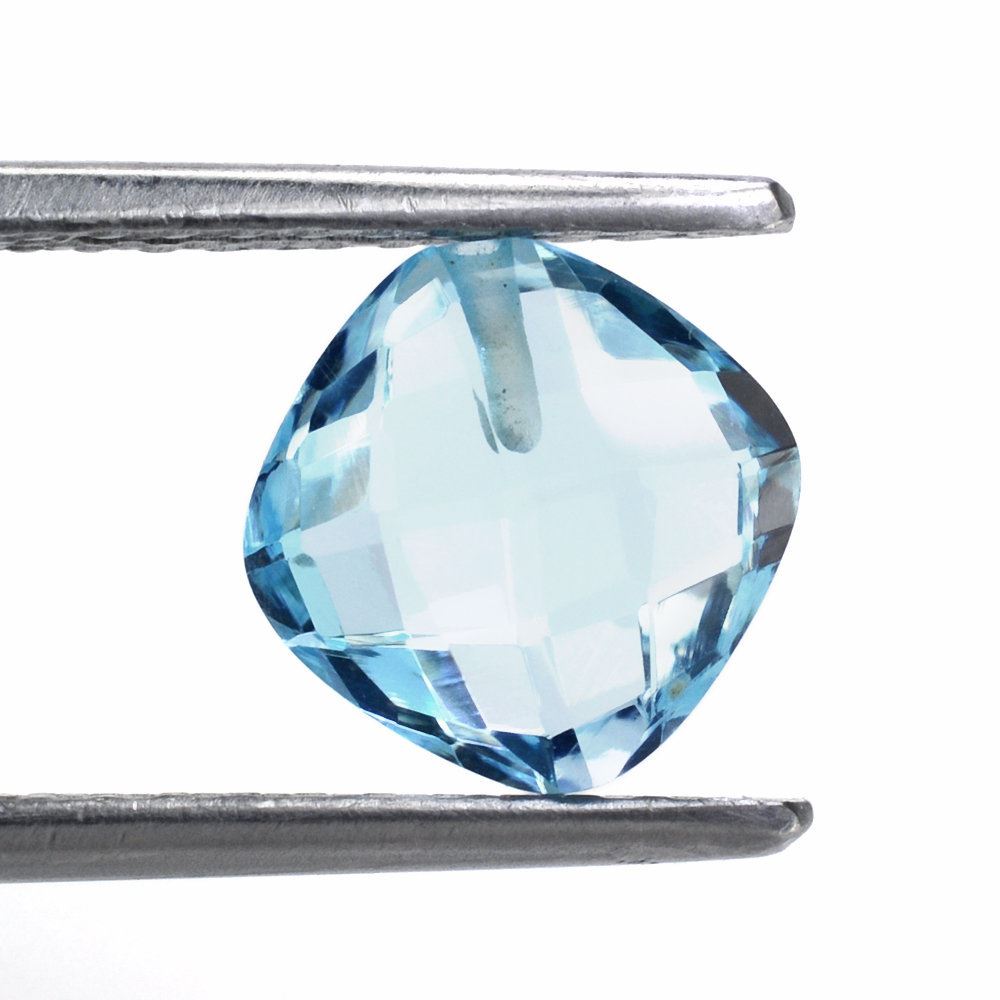 SKY BLUE TOPAZ BRIOLETTE CUSHION (HALF DRILL) (SI) 8MM 2.52 Cts.