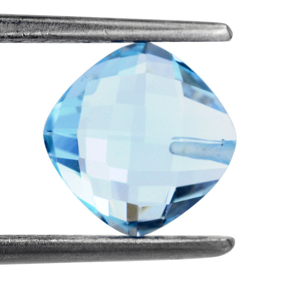 SKY BLUE TOPAZ BRIOLETTE CUSHION (HALF DRILL) (SI) 8MM 2.53 Cts.