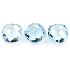SKY BLUE TOPAZ BRIOLETTE CUSHION (HALF DRILL) (SI) 8MM 2.53 Cts.