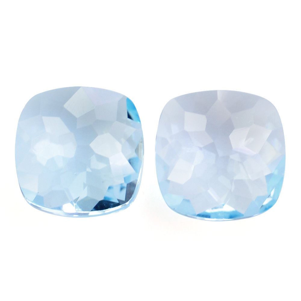 SKY BLUE TOPAZ IRREGULAR CUT BRIOLETTE CUSHION 8.50MM 3.58 Cts.