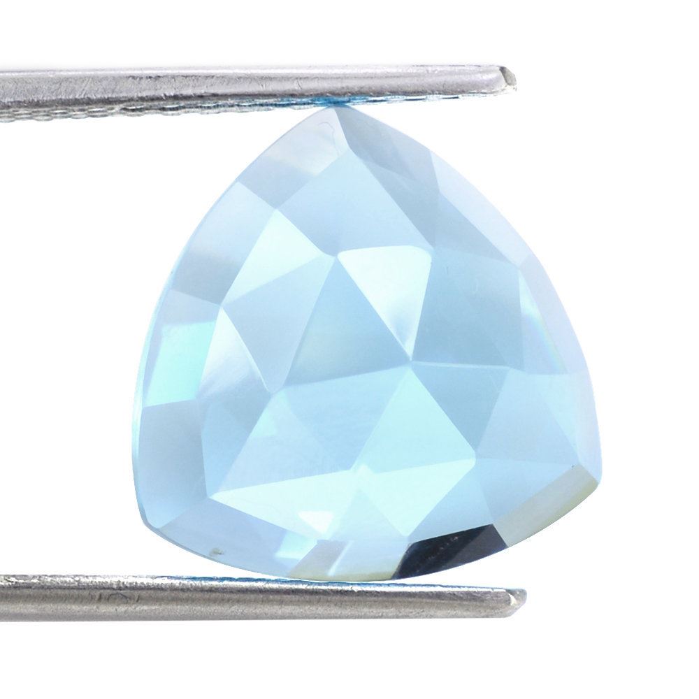 SKY BLUE TOPAZ ROSE CUT TRILLION CAB 14MM 11.82 Cts.