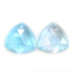 SKY BLUE TOPAZ ROSE CUT TRILLION CAB 14MM 11.82 Cts.