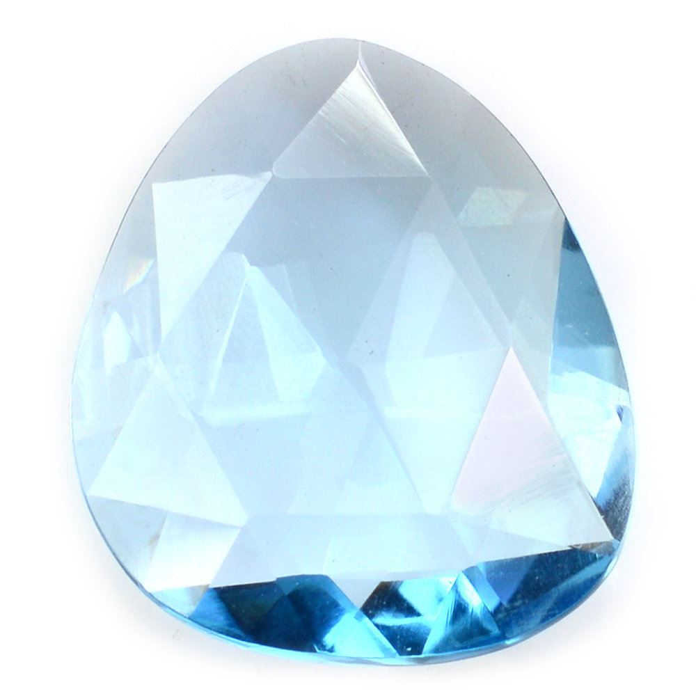 SKY BLUE TOPAZ ROSE CUT BRIOLETTE IRREGULAR TRILLION 15X13MM 6.75 Cts.