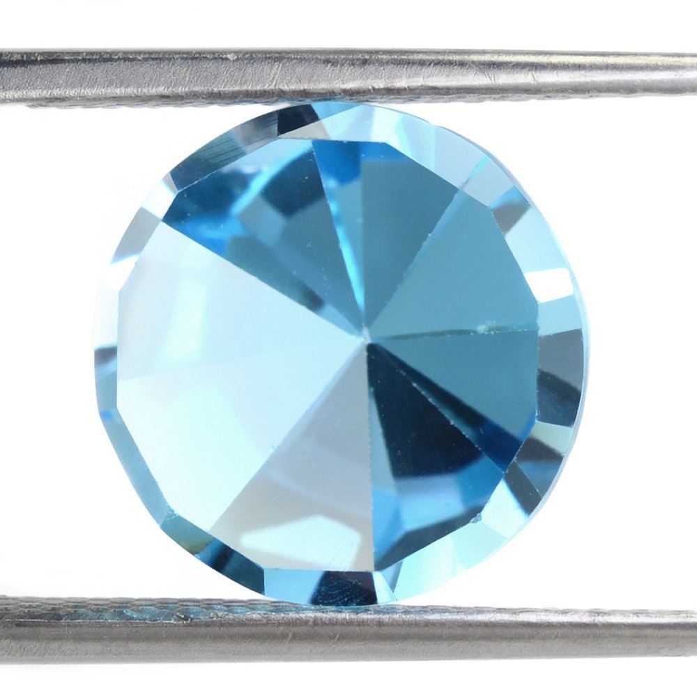 SKY BLUE TOPAZ MIRROR CUT ROUND 12MM 6.57 Cts.