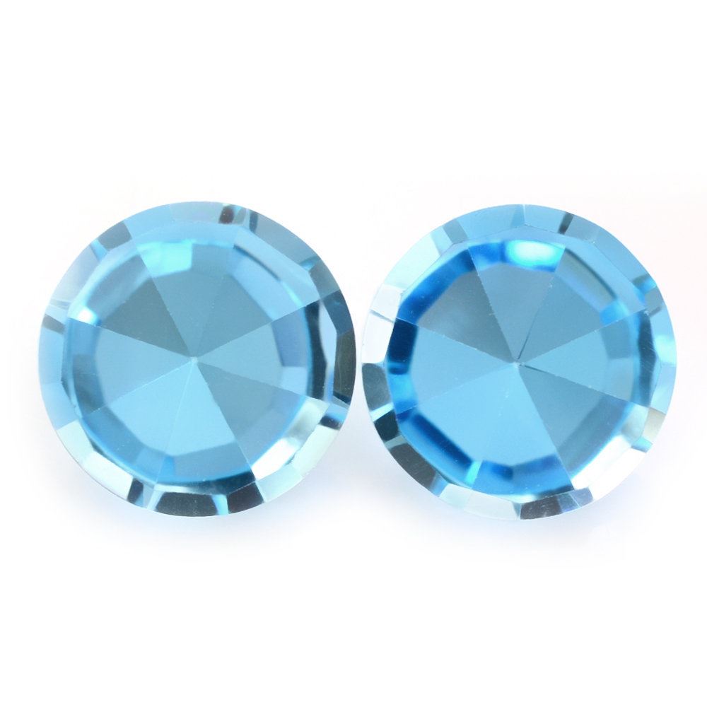 SKY BLUE TOPAZ MIRROR CUT ROUND 12MM 6.57 Cts.