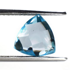 SKY BLUE TOPAZ BUFFTOP CHECKER BACK TRILLION 10MM 3.89 Cts.